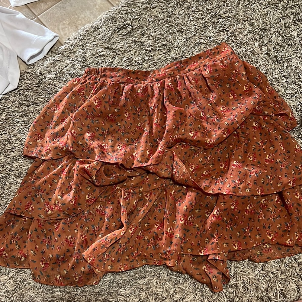 Orange floral skirt